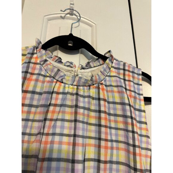 Loft Sleeveless Pastel Plaid Tiered Dress With Ruffle Neckline L - Picture 6 of 9